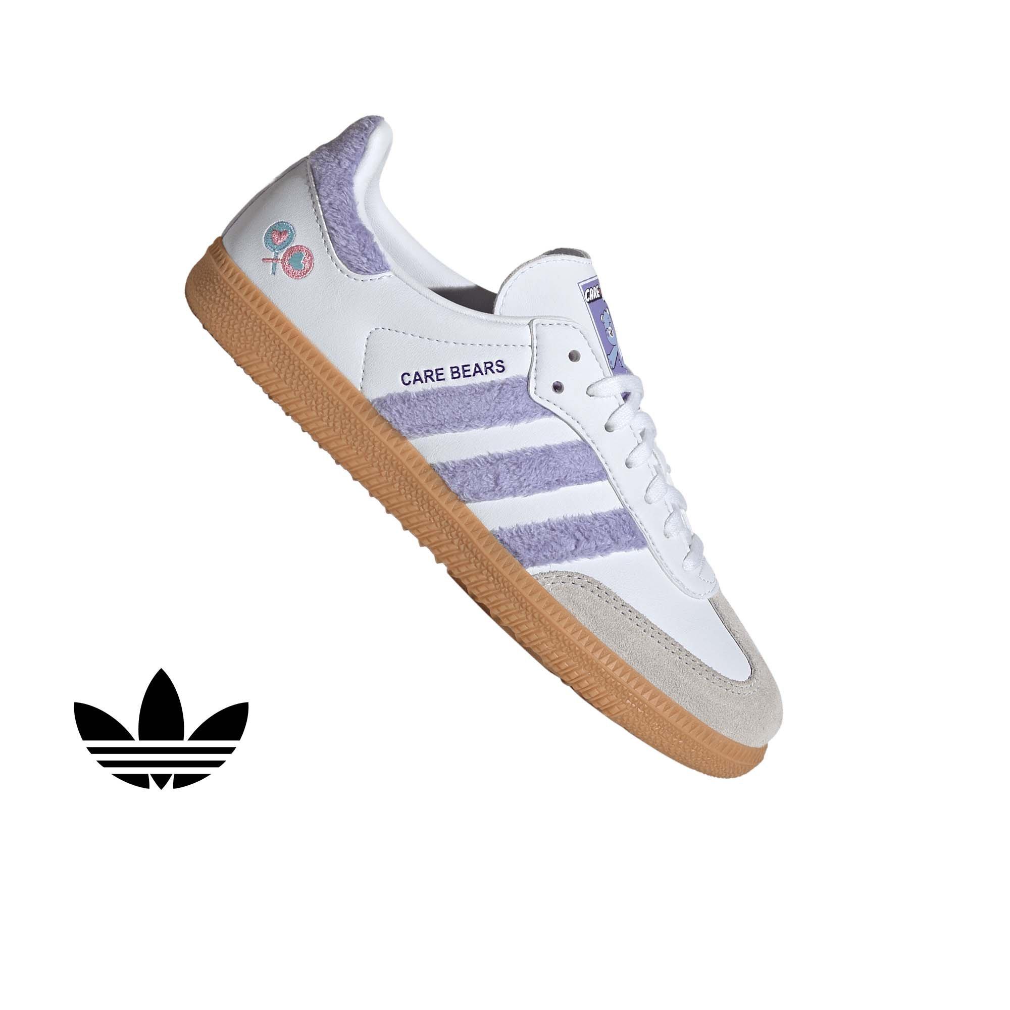 adidas Originals Care Bears Samba OG "Light Purple/Ftwr White/Blue Dawn" Grade School Girls' Shoe - LT PURPLE/WHITE/BLUE